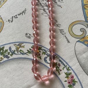 Pink CRYSTAL OVAL FACETED BEADS HAND MADE WOMAN NECKLACE​